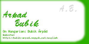 arpad bubik business card